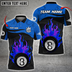 Maxcorners Billiards Flame Ball 8 Personalized Name, Team Name Unisex Shirt ( Multicolor Options )