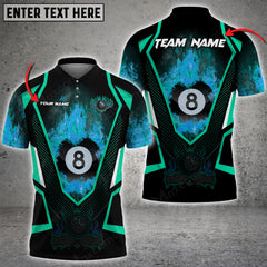 Maxcorners Billiards 8 Ball Fire Customized Name 3D Shirt (Multi Color Options)