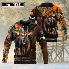 Maxcorners Custom Name Moose Hunting Camo Leather 3D All Over Printed Clothes