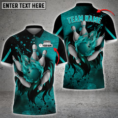 Maxcorners Bowling Lion Flame Multicolor Option Customized Name 3D Shirt