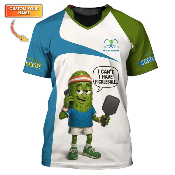 Maxcorners I Can’t I Have Pickleball Shirts, Custom Name Funny Pickleball Polos, Pickleball Shirt Gift for Men, LM0509