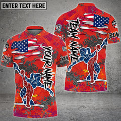 Maxcorners Bowling and Pins Way of America Multicolor Option Customized Name 3D Shirt
