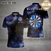 Maxcorners Dartboard Galaxy Neon Cosmic Glow Multioptions Personalized Name, Team Name Unisex 3D Shirt