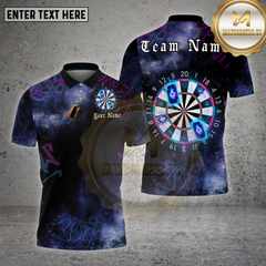 Maxcorners Dartboard Galaxy Neon Cosmic Glow Multioptions Personalized Name, Team Name Unisex 3D Shirt
