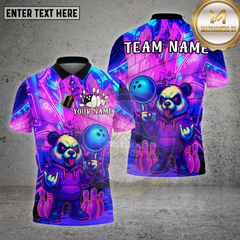 Maxcorners Bowling Panda Neon Graffiti Street Glow Multioptions Personalized Name, Team Name Unisex 3D Shirt