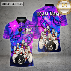 Maxcorners Angry Bowling Ball Cartoon Strike Graffiti Multioptions Personalized Name, Team Name Unisex 3D Shirt
