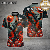 Maxcorners Viking Bowling Shirt Fiery Warrior Bowling Multioptions Personalized Name, Team Name Unisex 3D Shirt (4 Colors)