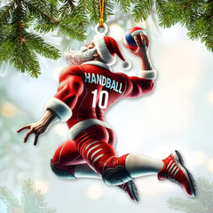 Maxcorners Custom Number Handball Santa Ornament, Christmas Gift for Handball Lover3 2D Flat LM2211