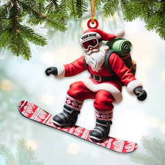 Maxcorners Custom Name Santa Snowboarding Ornament, Santa Christmas Gift Decoration 2D Flat LM2111