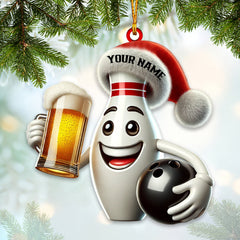 Maxcorners Custom Name Bowling Ornament, Bowling Christmas Gift Decoration 2D Flat LM2111