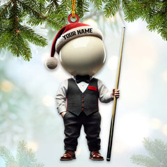 Maxcorners Custom Name Snooker Ornament, Billiard Ornament, Snooker Lover Christmas Gift 2D Flat LM2111
