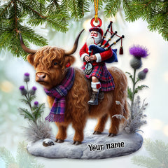 Maxcorners Funny Highland Cow Christmas Ornament, Personalized Ornament 2D Flat LM2211