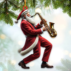 Maxcorners Santa Saxophone Christmas Ornament, Personalized Ornament 2D Flat LM2211
