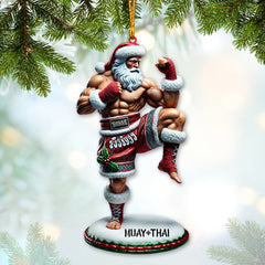 Maxcorners Custom Name Muay Thai Ornament, Muay Thai Santa Christmas Gift 2D Flat LM2111