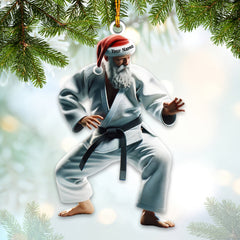 Maxcorners Custom Name Karate Santa Ornament, Karate Christmas Gift 2D Flat LM2211