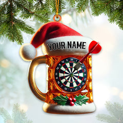 Maxcorners Custom Name Dart Santa Ornament, Christmas Gift 2D Flat LM2111