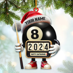 Maxcorners Custom Name and Year Billiard Ornament, Billiard Lover Christmas Gift 2D Flat LM2211