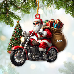 Maxcorners Custom Name Santa Bike Ornament, Santa Bike Christmas Gift 2D Flat LM2111