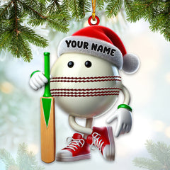 Maxcorners Cricket Ball Christmas Ornament, Personalized Ornament 2D Flat LM2211