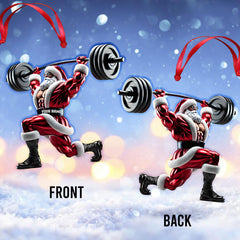 Maxcorners Custom Name Gym Work Out Santa Ornament, Gymnastics Christmas Gift 2D Flat LM2211