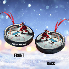 Maxcorners Custom Name Santa Hockey Ornament, Hockey Lover Christmas Gift 2D Flat LM2111