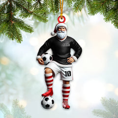 Maxcorners Custom Name Soccer Santa Ornament, Soccer Christmas Gifts 2D Flat LM2211