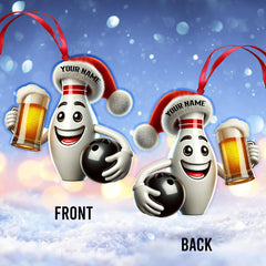 Maxcorners Custom Name Bowling Ornament, Bowling Christmas Gift Decoration 2D Flat LM2111