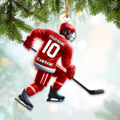 Maxcorners Custom Name and Number Ice Hockey Ornament, Christmas Gift Decoration 2D Flat LM2111