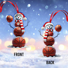 Maxcorners Basketball Snowman Christmas Ornament, Personalized Ornament 2D Flat LM2211