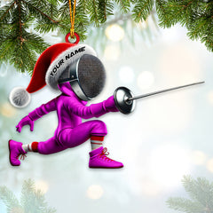 Maxcorners Custom Name Fencing Ornament, Fencing Lover Christmas Gift 2D Flat LM2111