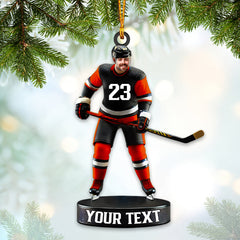 Maxcorners Custom Photo and Name Ice Hockey Ornament, Christmas Gift Decoration 2D Flat LM2111