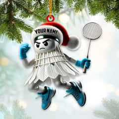 Maxcorners Custom Name Badminton Ornament, Badminton Christmas Gift Decoration 2D Flat LM2111