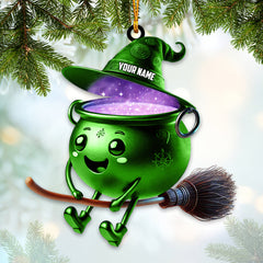 Maxcorners Custom Name Witch Ornament, Christmas Gift Ornament 2D Flat LM2111