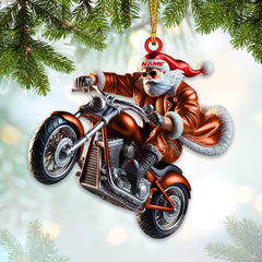 Maxcorners Custom Name Motorbike Santa Ornament, Motorbike Lover Christmas Gift 2D Flat LM2211