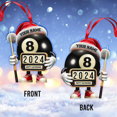 Maxcorners Custom Name and Year Billiard Ornament, Billiard Lover Christmas Gift 2D Flat LM2211
