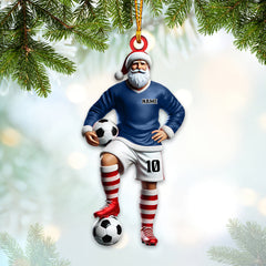 Maxcorners Custom Name Soccer Santa Ornament, Soccer Christmas Gifts 2D Flat LM2211