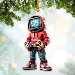 Maxcorners Custom Name Gamer Ornament, Game Lover Christmas Gift1 2D Flat LM2111