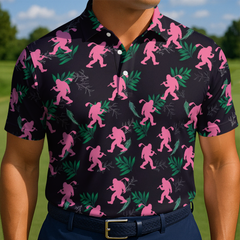 Maxcorners Pink Tropic Afterdark Golf Polo Shirt
