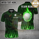 Maxcorners Golf Flame Fireball Energy Design Multi Options Personalized Name, Team Name 3D Shirt