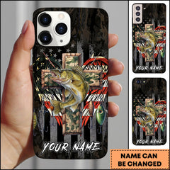 Maxcorners Walleye Fishing Camo Cross Fishing Lure Art Personalized Name Phone Case