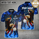 Maxcorners Golf American Eagle Patriotic Flame Art Multi Options Personalized Name, Team Name 3D Shirt