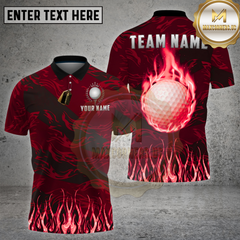 Maxcorners Golf Flame Fireball Energy Design Multi Options Personalized Name, Team Name 3D Shirt
