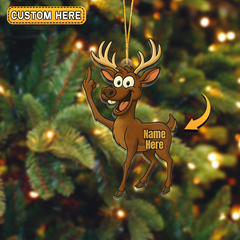 Maxcorners Funny Deer Personalized Name Reindeer Butt Pose Ornament And Keychain Custom Gift For Hunters 2D Flat