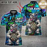 Maxcorners Darts Angry Bear Holding Dartboard Graffiti Art Multicolor Options Personalized Name, Team Name 3D Shirt (4 Colors)