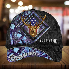 Maxcorners Deer Hunting Diamond Window US Flag Pattern 3D Multicolor Personalized Cap