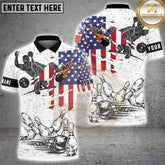 Maxcorners Bowling Eagle American Flag Retro Vintage Style Multicolor Options Personalized Name, Team Name 3D Shirt (4 Colors)