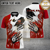 Maxcorners Billiards Shirt Blue Fire 8 Ball Claw Smash Multi Options Personalized Name, Team Name 3D Shirt