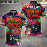 Maxcorners Bowling Kart Shirt – Graffiti Cartoon Street Style Multicolor Options Personalized Name, Team Name 3D Shirt (4 Colors)