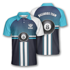 Maxcorners 8 Ball Gradient Light Blue Billiard Personalized 3D Unisex Shirt