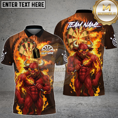 Maxcorners Dart Shirt Fire Bull Flame Dartboard Multioptions Personalized Name, Team Name Unisex 3D Shirt (4 Colors)